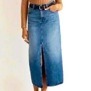 Madewell Blue Denim Midi Skirt